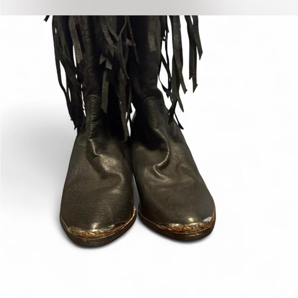 dingo Black Fringe Western Heeled Boots with Studs - Picture 4 of 8